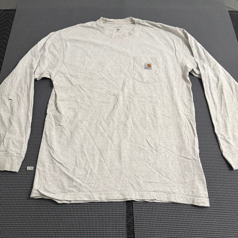 Carhartt Mens Large Tall Gray Long Sleeve Pocket T-Shirt Distressed Workwear L T